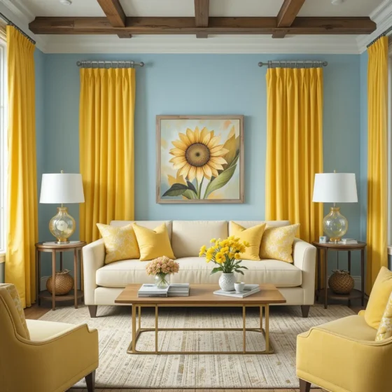 Soft Pastel Blue with Sunflower Yellow