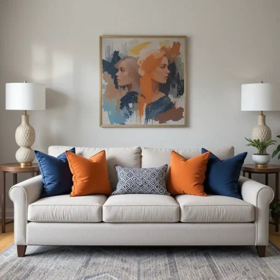 Statement Navy and Orange Throw Pillows for Easy Styling