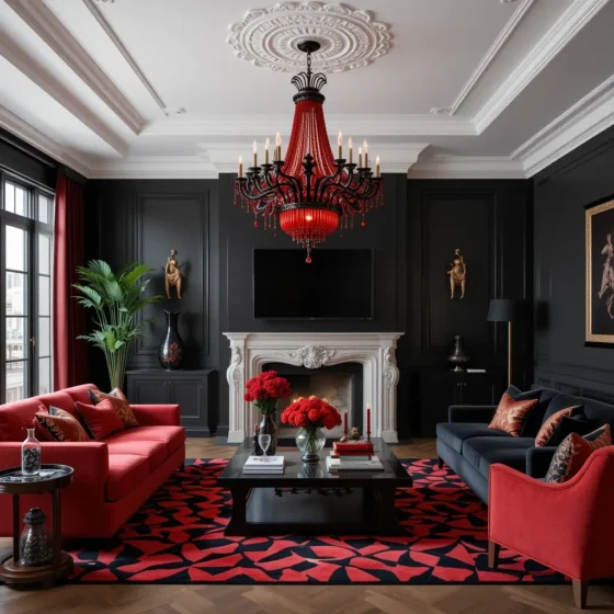 Statement Red and Black Chandelier