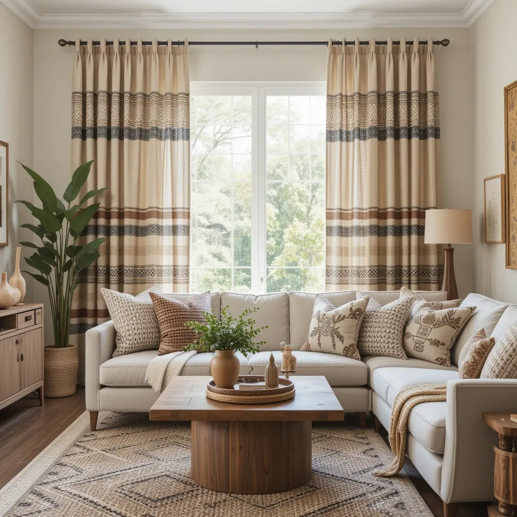 Striped Mud Cloth Curtains for African Boho Vibes