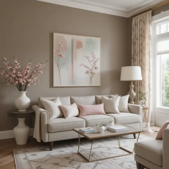 Taupe Brown with Soft Pastel Touches