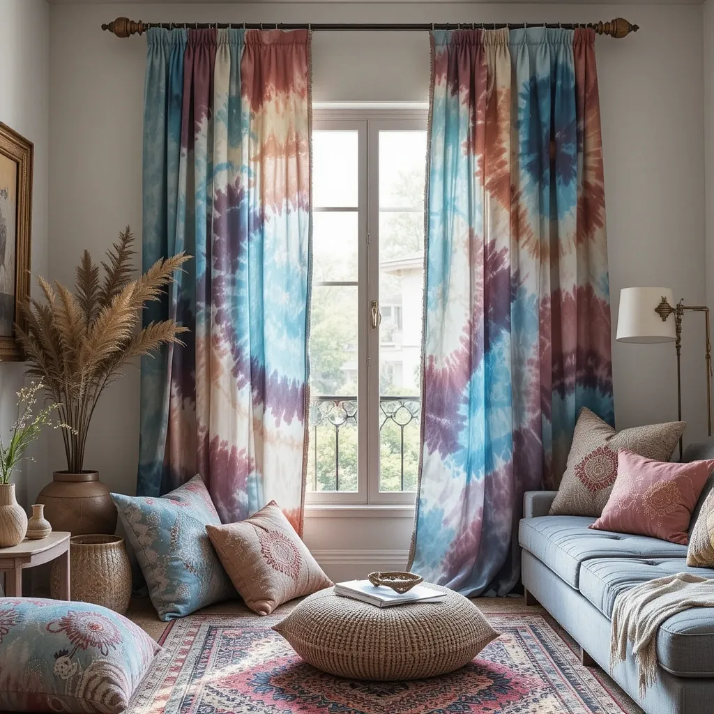 Tie-Dye Boho Curtains for a Free-Spirited Vibe