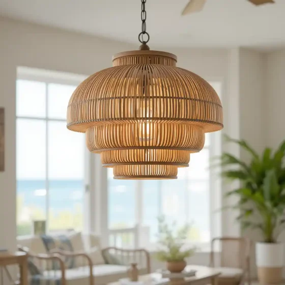 Tiered Bamboo Pendant for Coastal Charm