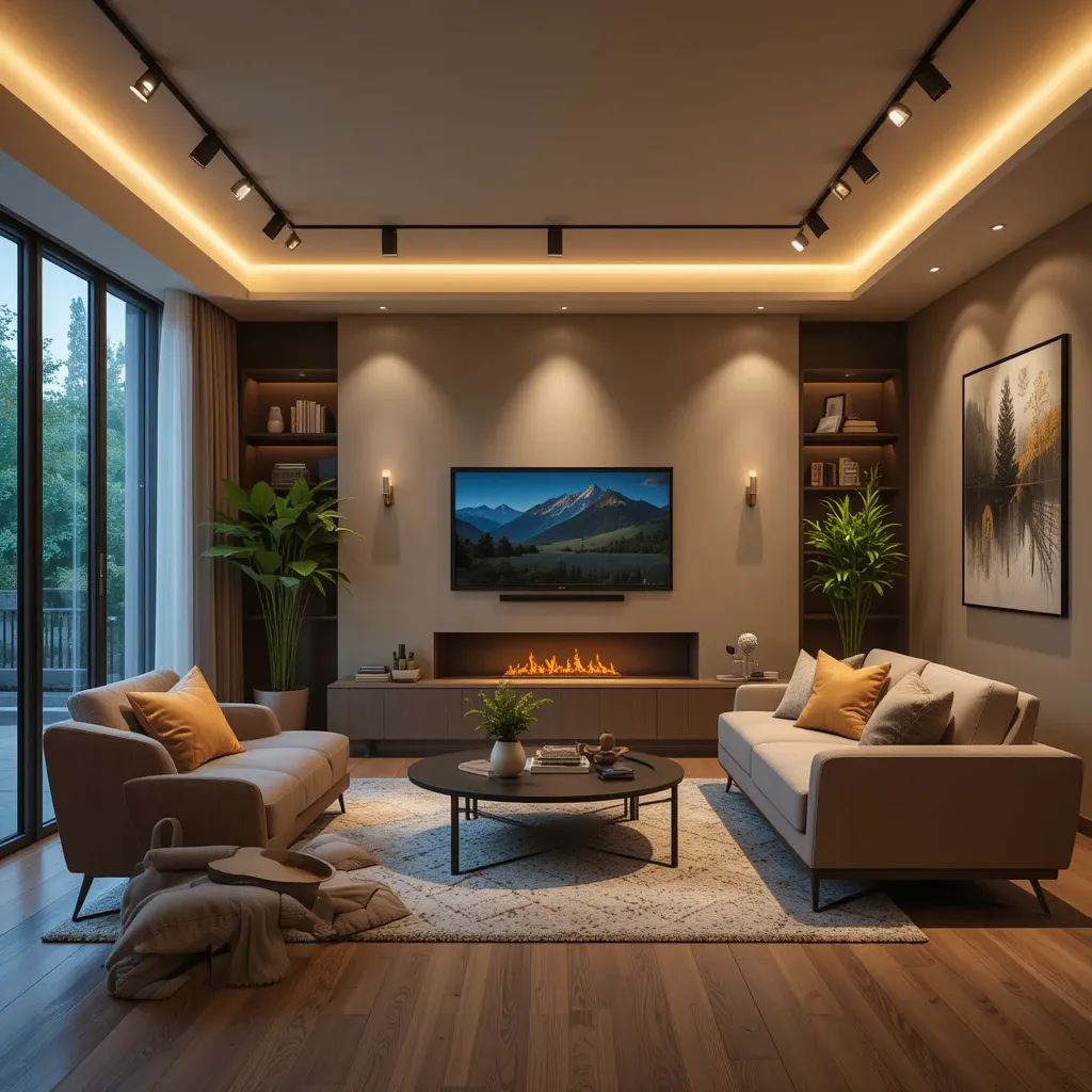 Track Lighting with Smart Bulbs for Custom Ambiance