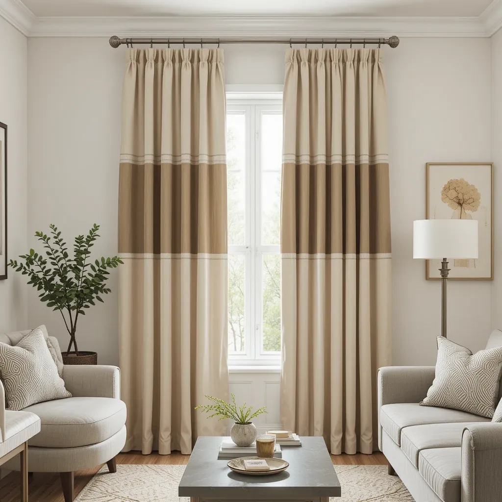 Two-Tone Beige Curtains for a Contemporary Twist