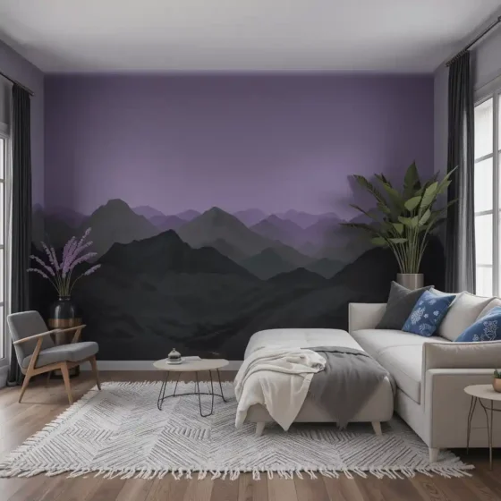 Two-Tone Walls with Black on the Bottom and Purple on Top