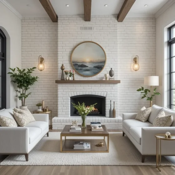 White Brick with Gold Accents for a Luxe Look