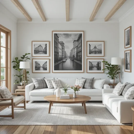 White Walls with Wooden Picture Frames