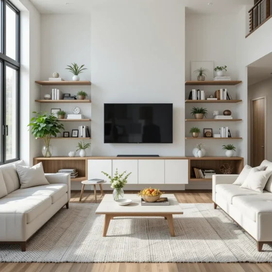 White and Wood Open Shelving