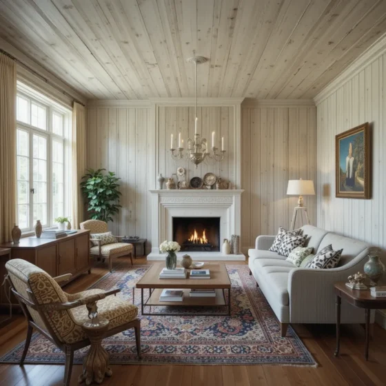 Whitewashed Wood Paneling for a Modern Touch
