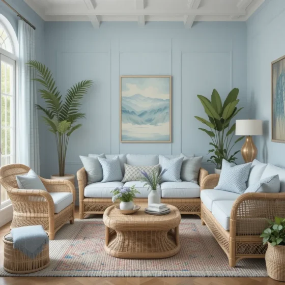 Wicker and Light Blue Combo for a Natural Feel