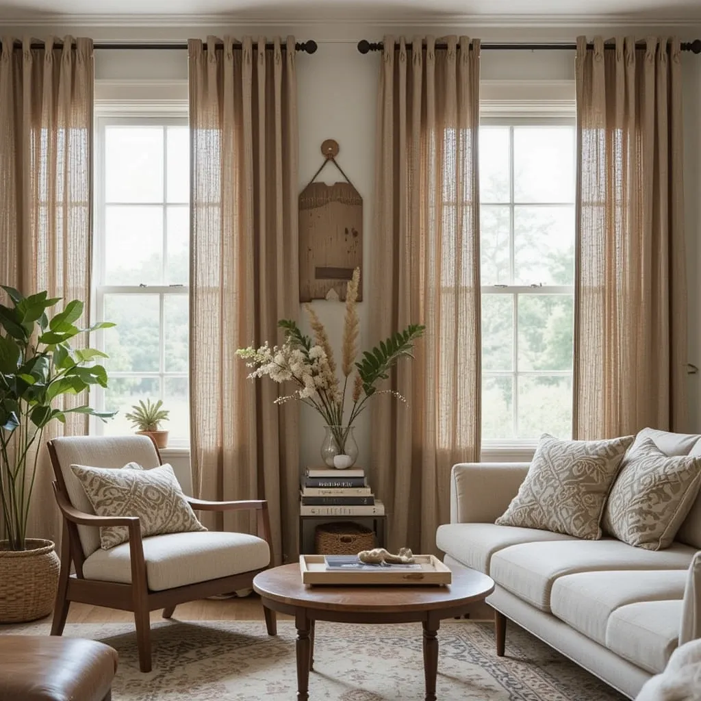 Woven Jute Curtains for a Rustic Touch