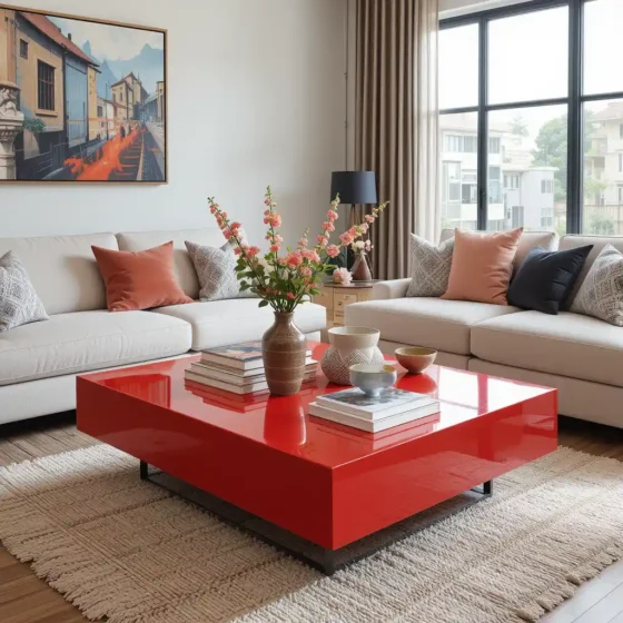 Add a Red Coffee Table for a Pop of Color