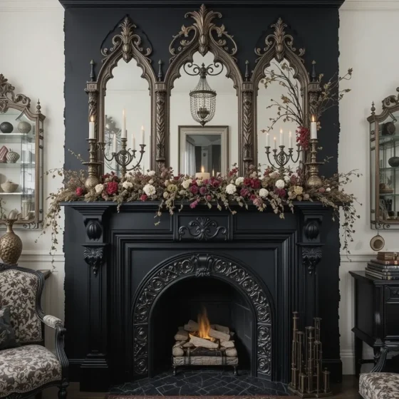 Black Fireplace Mantel as a Focal Point