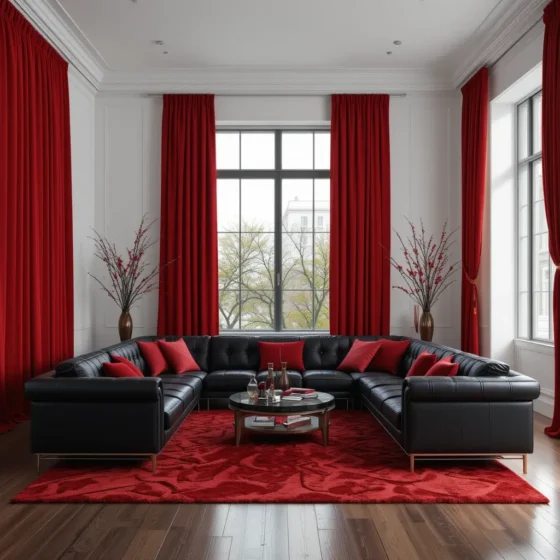 Black Leather Sofas with White Walls