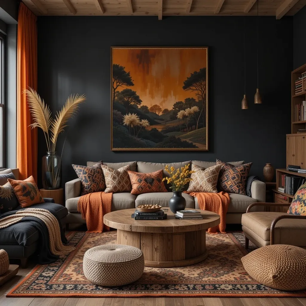 22 Bold and Stylish Black and Orange Living Room Ideas