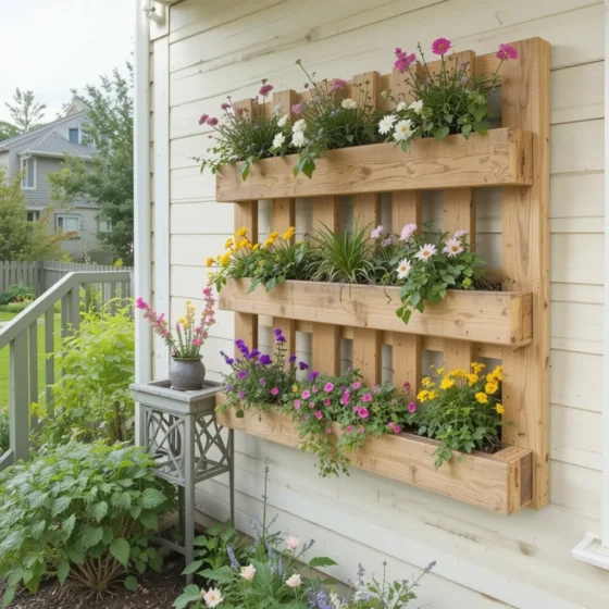 DIY Pallet Flower Bed Wall