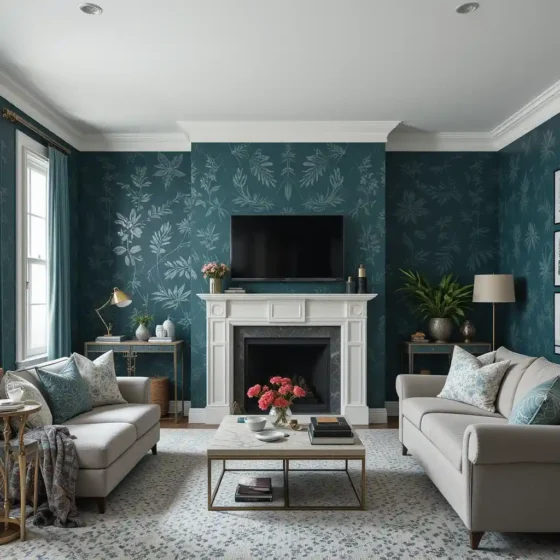 Dark Teal Wallpaper for a Textured Look