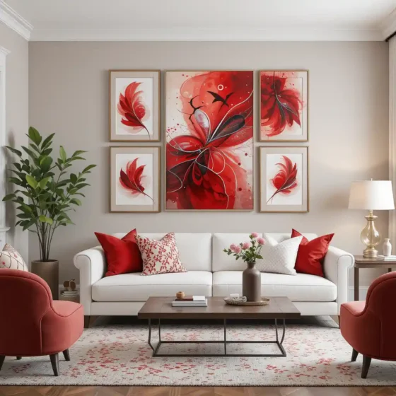 Decorate with Red and White Artwork