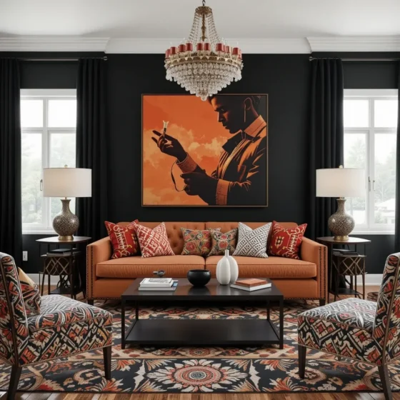 Eclectic Mix of Black and Orange with Patterns