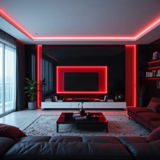 Futuristic LED Lighting with a Red Glow