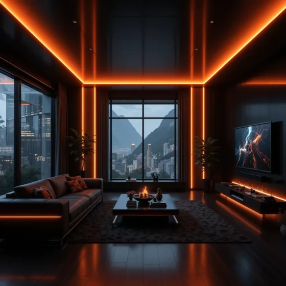 Futuristic Vibes with Neon Orange Lights