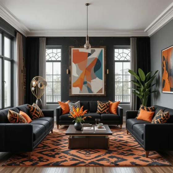 Geometric Patterns in Black and Orange