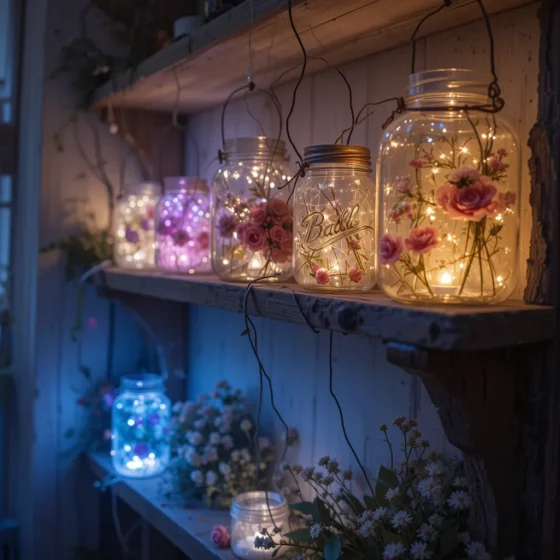 Glowing Fairy Lanterns on Shelves