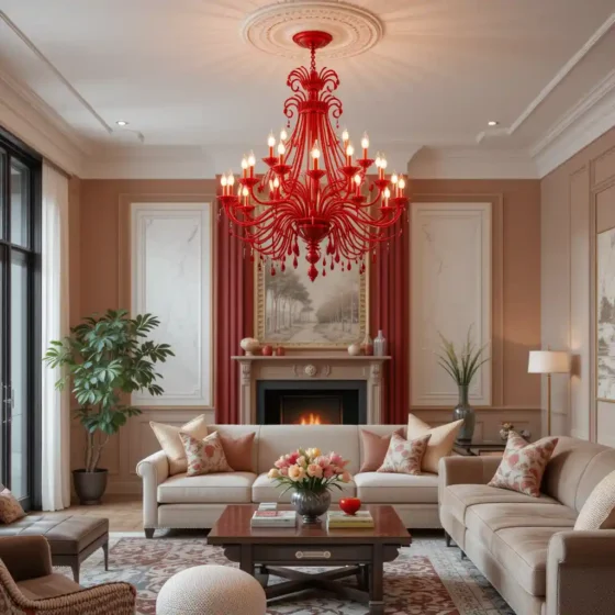 Install a Red Chandelier or Light Fixture