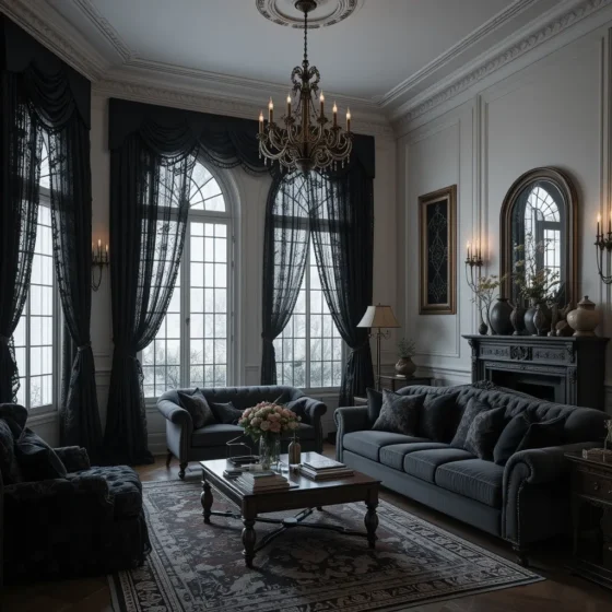 Intricate Black Lace Curtains