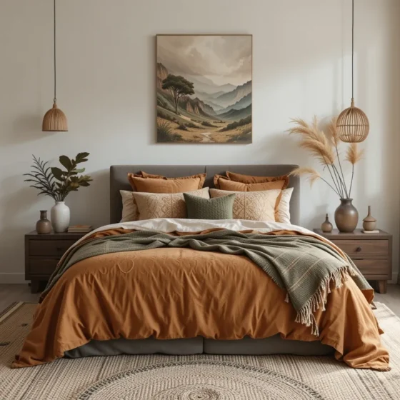 Layered Bedding with Earth-Inspired Colors