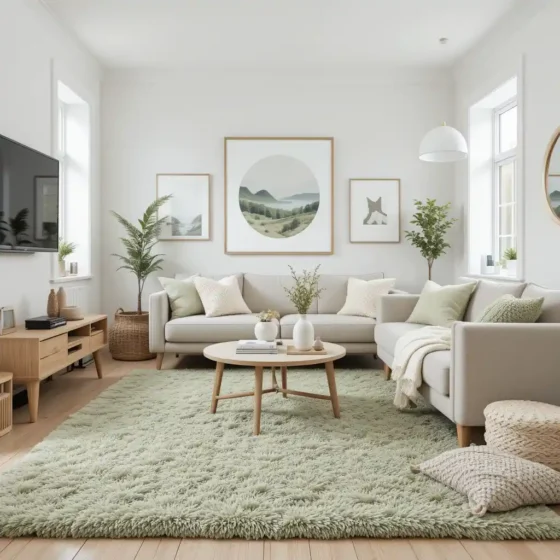 Light Green Rug with Scandinavian Decor