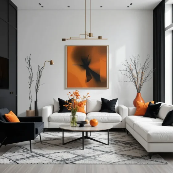Modern Minimalism with Pops of Orange