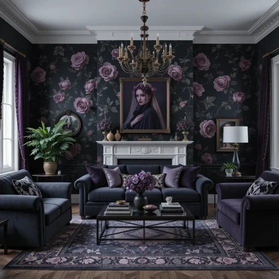 Moody Dark Floral Wallpaper