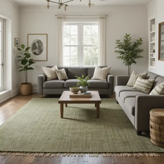 Natural Fiber Green Rug for Rustic Touch