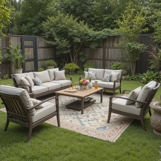 Outdoor Living Room with Rugs