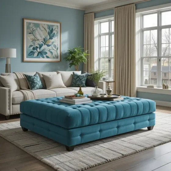 Oversized Teal Ottoman for a Functional Accent