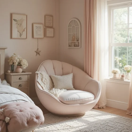 Petal-Shaped Accent Chair in Soft Colors