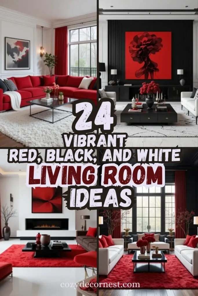 Red, Black, and White Living Room