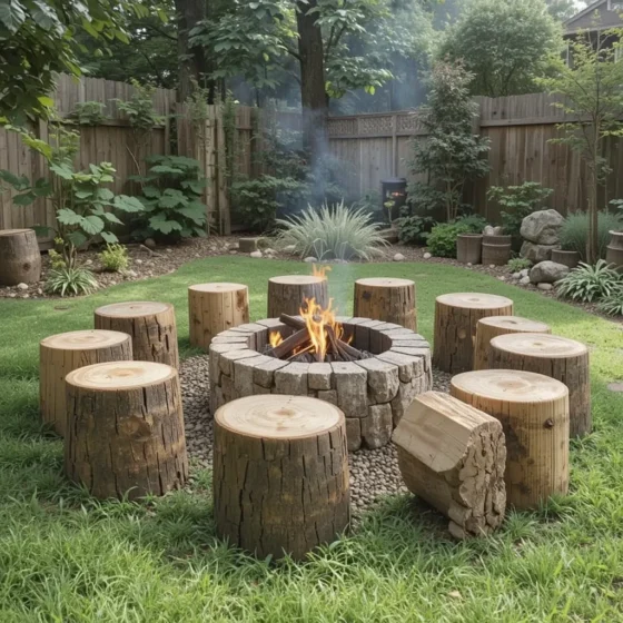 Rustic Log Seating