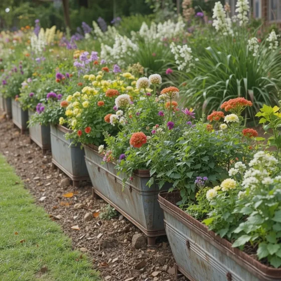 Rusty Metal Planter Border