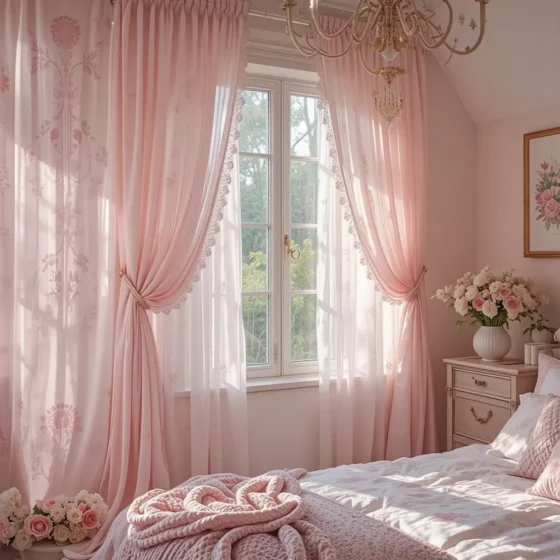 Sheer Pink Curtains That Catch the Light