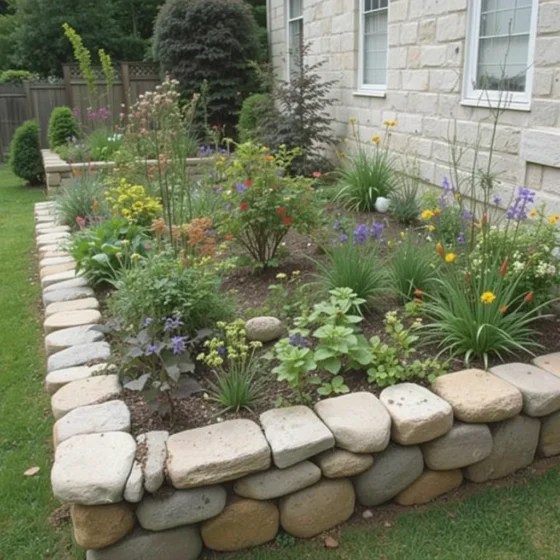 Stone Border Raised Bed