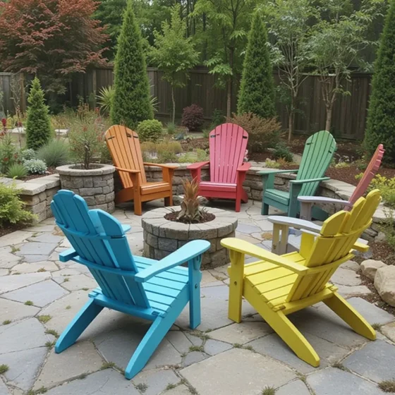 Stone Patio with Adirondack Chairs