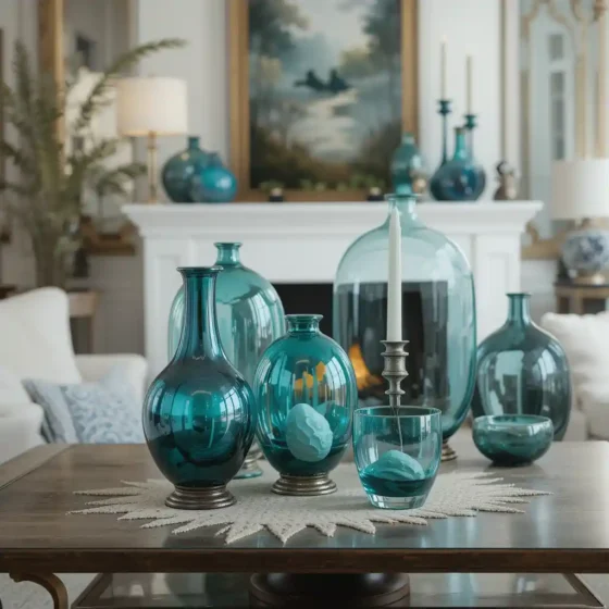 Teal Glass or Ceramic Decor Pieces