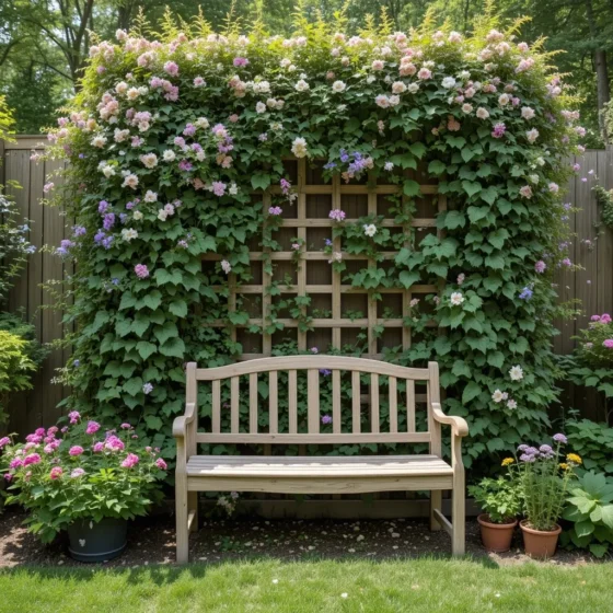 Trellis Wall with Bench