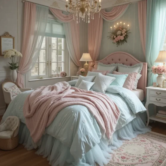Tulle Bed Skirt and Soft Layered Bedding