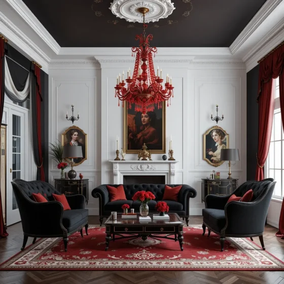 Vintage Glam with a Red Chandelier