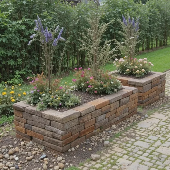 Brick and Stone Planter Boxes