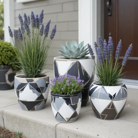 Ceramic Pots with Geometric Patterns